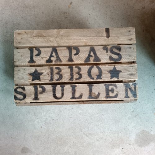 Houten Kist Papa's BBQ Spullen Liefslabel
