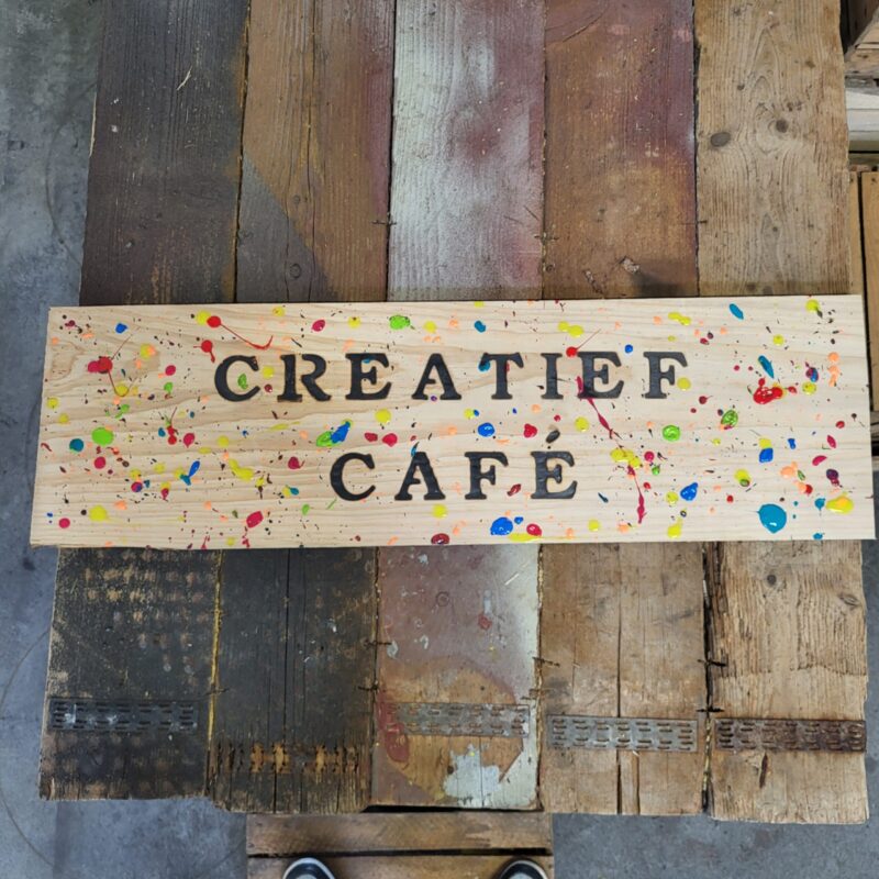 houten bord tekstbord creatief cafe liefslabel