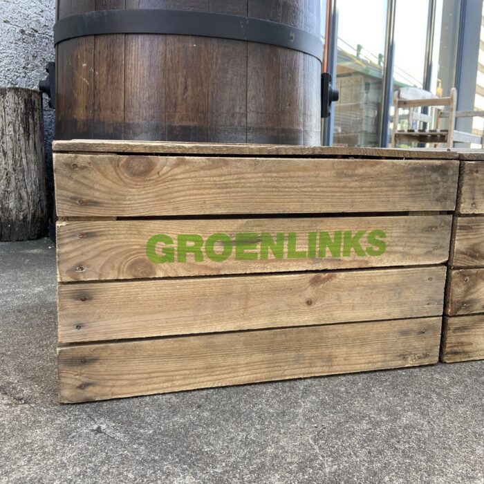 houten kist logo kerstpakket zeepkist presentatie pvda groenlinks liefslabel