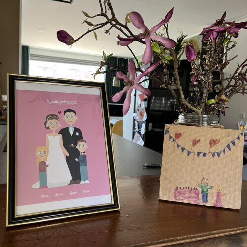 portret familie origineel cadeau bruiloft huwelijk trouwdag liefs liefslabel leuk