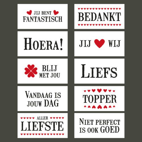 OVERZICHT Jubileumkaarten kanskaarten liefs liefslabel kaartenset