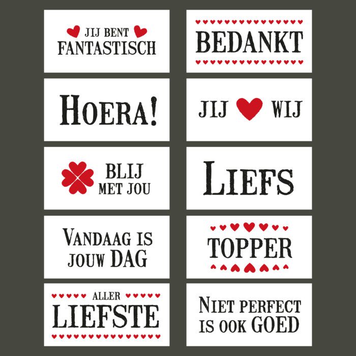 OVERZICHT Jubileumkaarten kanskaarten liefs liefslabel kaartenset