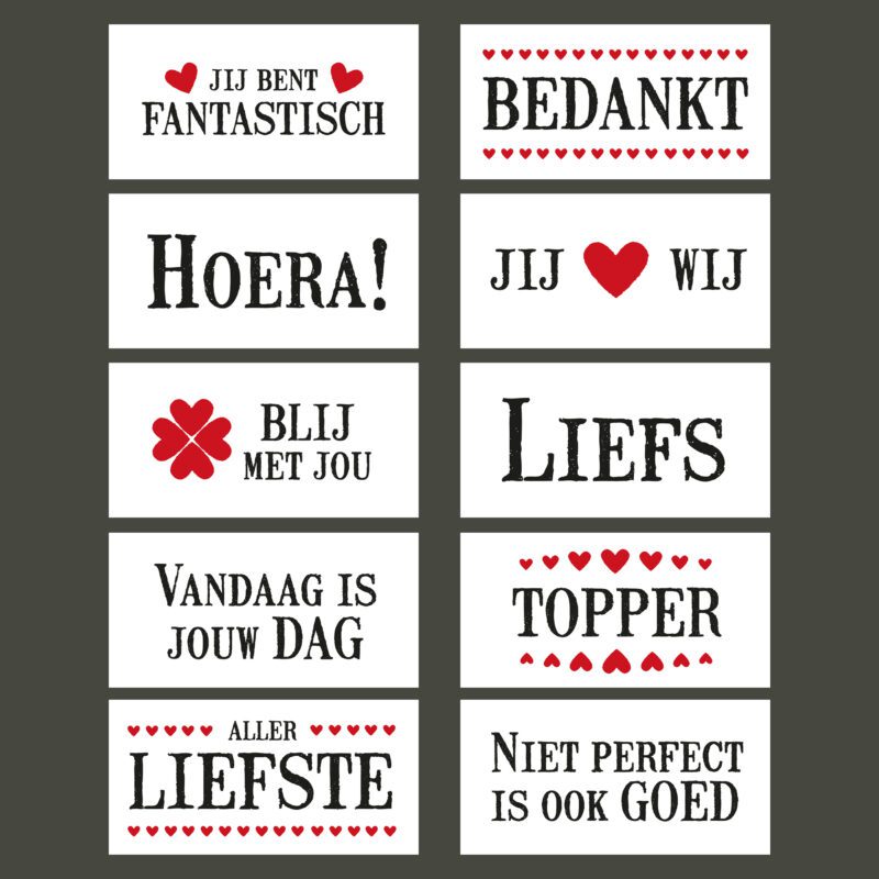 OVERZICHT Jubileumkaarten kanskaarten liefs liefslabel kaartenset