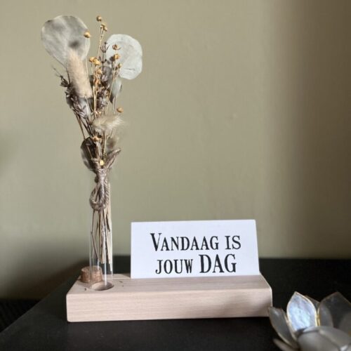 vandaag is jouw dag vintage kaart kaartje geslaagd bruiloft huwelijk sturen klein leuk bedankje liefs label liefslabel juf meester vriendin bedankje zomaar sterkte kaartenstandaard droogbloemen