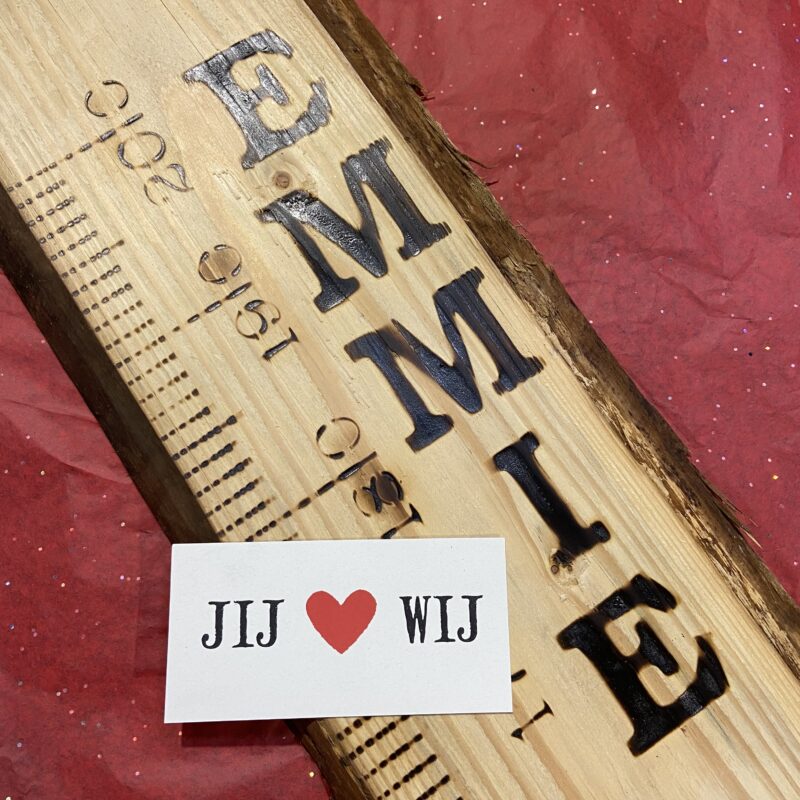 jij hartje wij vintage kaart kaartje geslaagd bruiloft huwelijk sturen klein leuk bedankje liefs label liefslabel juf meester vriendin bedankje zomaar pensioen zwanger meetlat kraamcadeau emma origineel persoonlijk