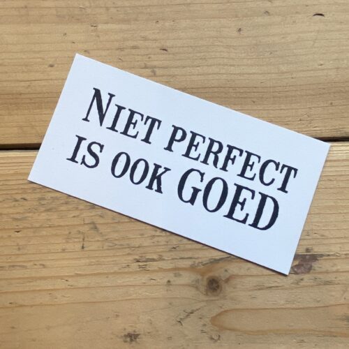 niet perfect is ook goed vintage kaart kaartje geslaagd bruiloft huwelijk sturen klein leuk bedankje liefs label liefslabel juf meester vriendin bedankje zomaar sterkte