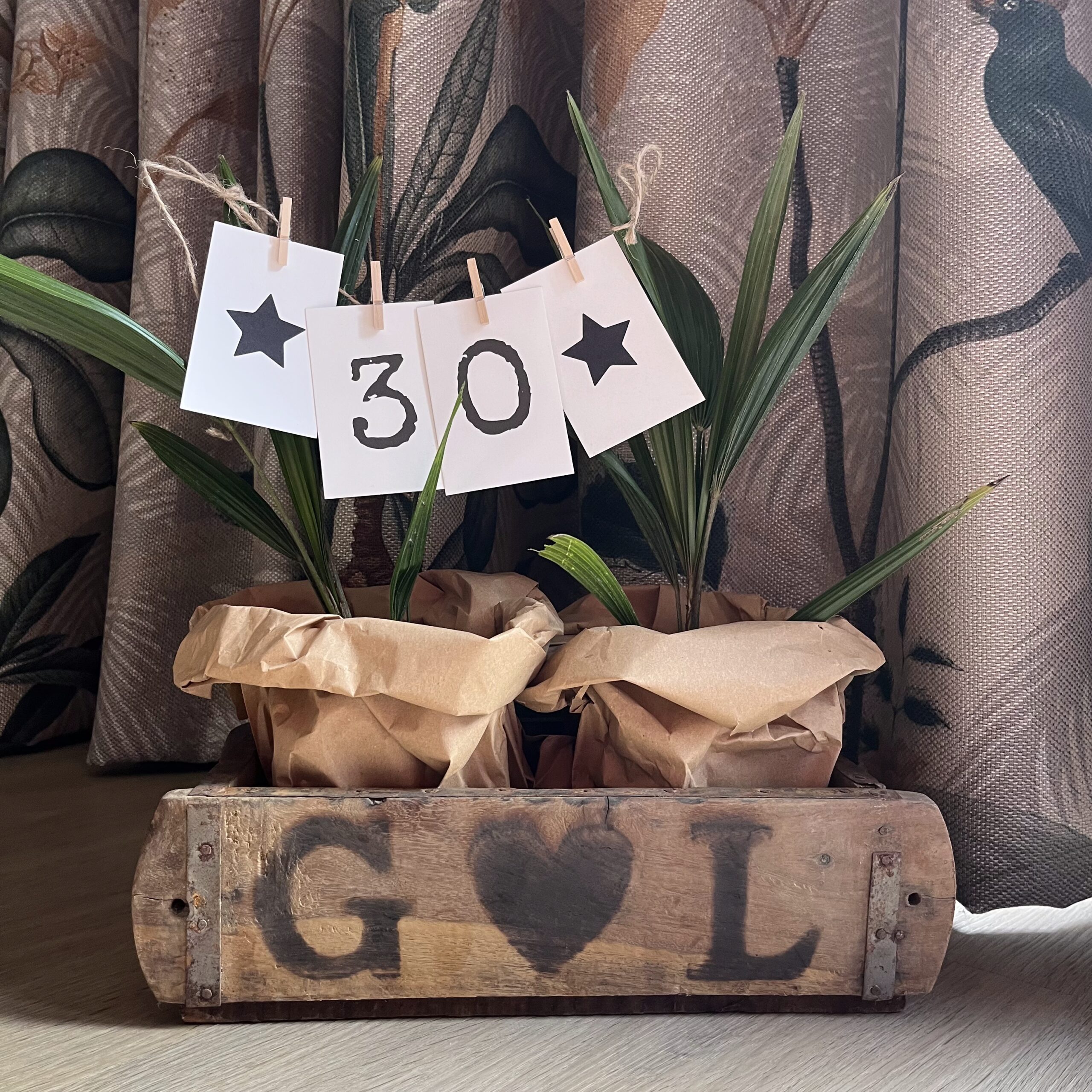 cadeau cadeaupakket verjaardag 30 jaar groen duurzaam liefs liefslabel slinger leeftijd steenmal feest