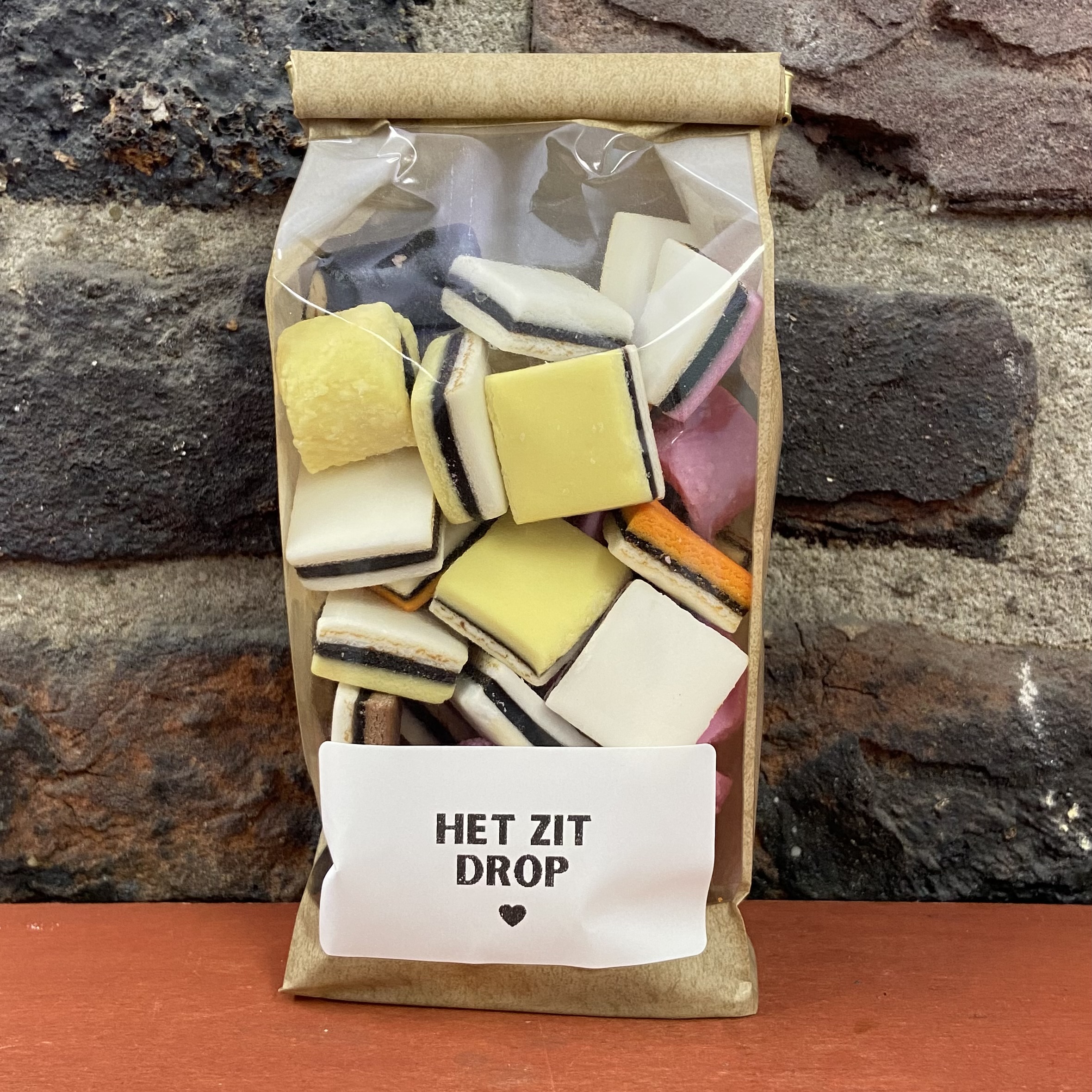 het zit drop lekker ding cadeau slagen school juf meester docent klaar geslaagd traktatie feest bedankje