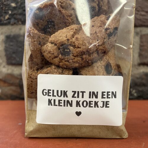Geluk zit in een klein koekje koek cadeau beterscap traktatie