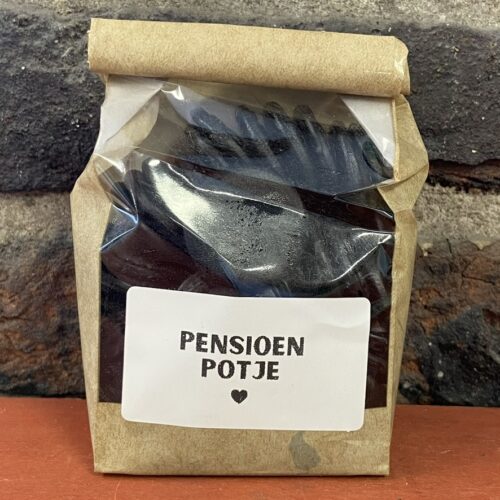pensioen potje pensioenpotje muntdrop kleinigheidje bedankje relatiegeschenk liefslabel cadeau verjaardag collega cadeautip kado kadotip